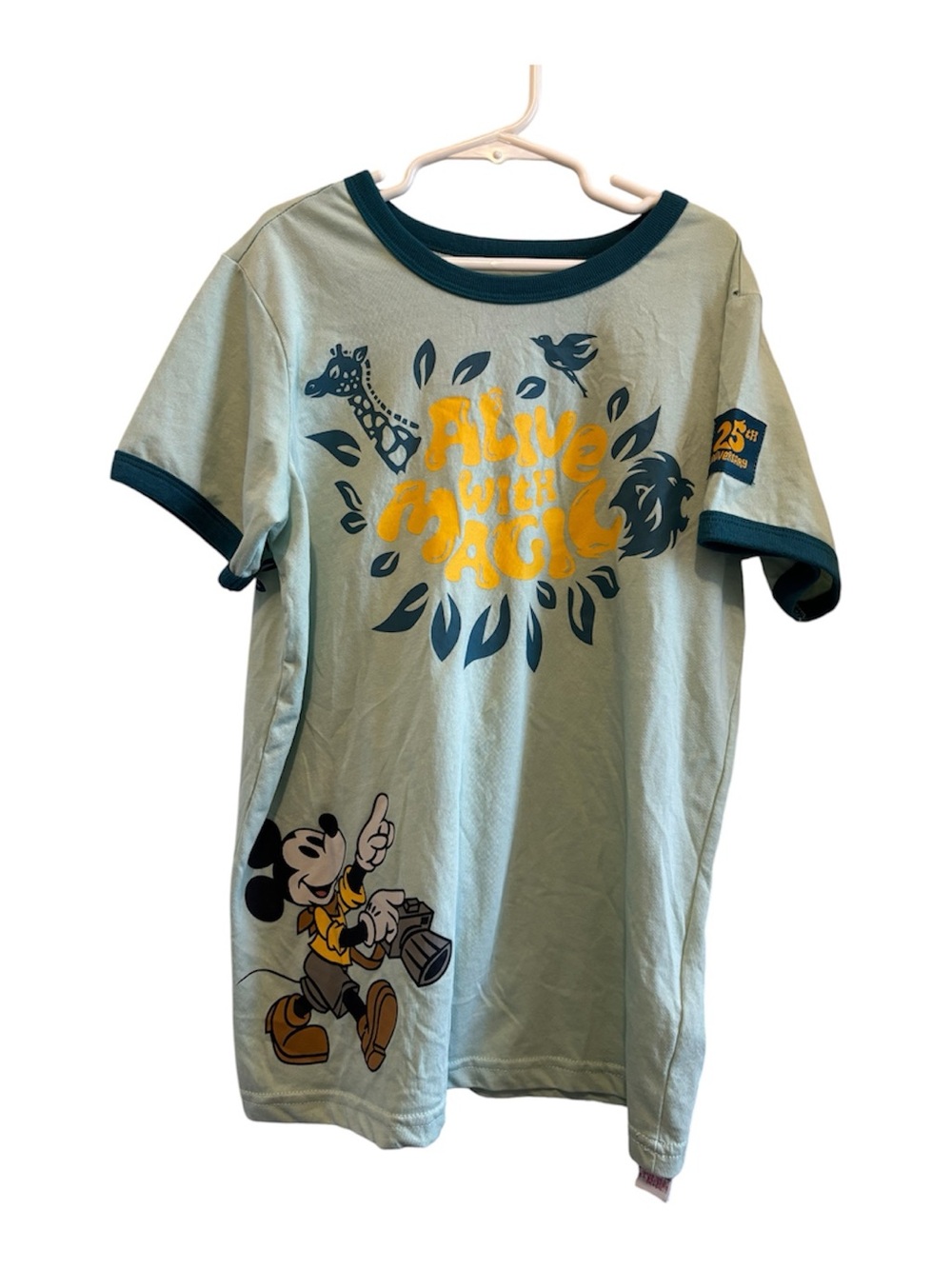 Disney Kids Short Sleeve Tee - Light Green with Dark Green Trim & Yellow Graphic